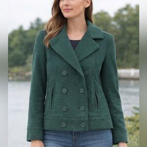 Cabi Love Carol Sweet Pea Coat Green Double Breasted Knit Jacket 3159 Small